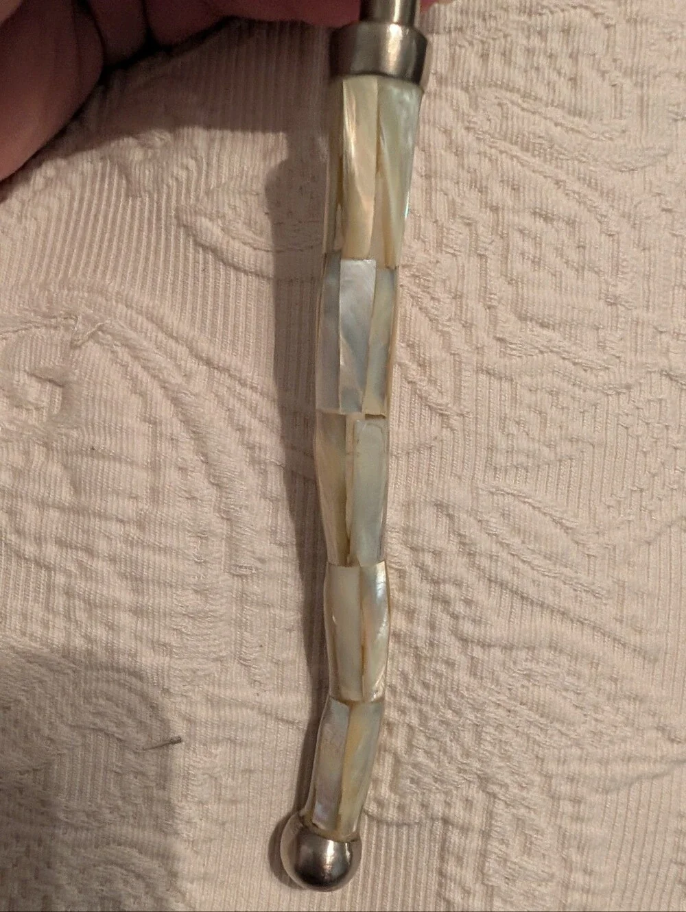 Serving Fork With Unique Curved Mother Of Pearl Handle